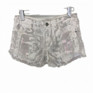 Free PEOPLE ICING WASH CUTOFF WHITE JEANS CAMO SHORTS MID-RISE SIZE 25
